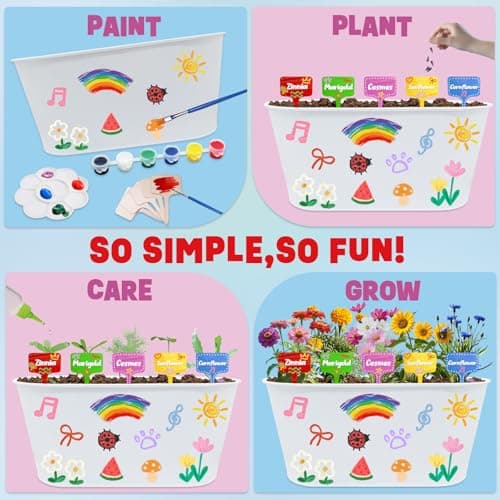 Paint & Plant Kids Gardening Set with 5 Flower Seeds, Arts and Crafts for Kids Ages 4-12, Science STEM Toys for Toddler Education, Birthday Gifts Ideas for Girls & Boys 4 5 6 7 8 9 10 11 12 Year Old - Thumbnail 4