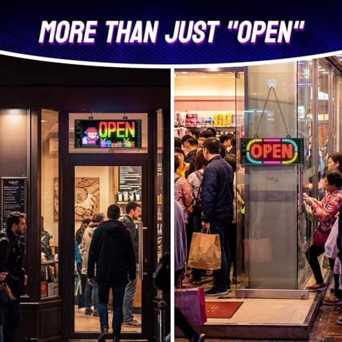 Programmable LED Open Sign,Support for Multiple Open Dynamic and Static Effects,Bluetooth APP Control, for Business Window Glass Cafes Bar - Thumbnail 3