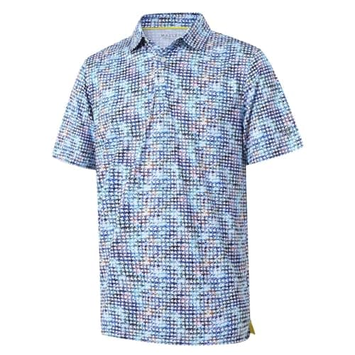 Golf Shirts for Men Dry Fit Short Sleeve Print Performance Moisture Wicking Polo Shirt - Image 1