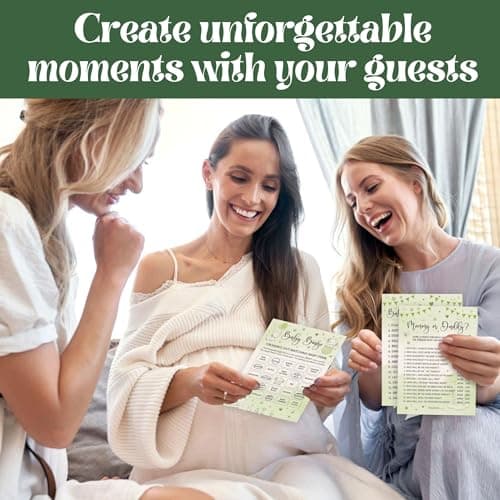 Woodamore Elephant Baby Shower Games for Boy Girl - Set Of 4 Funny Baby Games For Baby Shower Party, Baby Shower Bingo Cards, Baby Word Scramble Mommy Or Daddy Game Green Baby Shower Decorations - Thumbnail 5