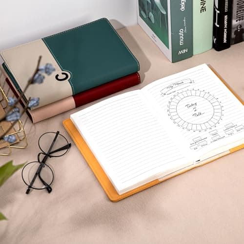 CAGIE Lined Journals for Writing Two-Toned Hardcover Journal Notebook for Women 256 Pages A5 Journal with 100GSM Thick Paper for Work Note Taking Diary, Refillable Design,8.6 x 5.7 Inch, Green - Thumbnail 6