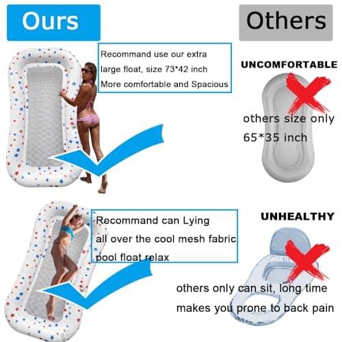 POORAFTERS Pear White Ultra-Comfort Cooling Pool Float Lounge Extra-Large Fabric-Covered Inflatable Raft with Cup Holder Floating Lounger for Adults Beach Pool Lake Parties Summer Relaxation Essential - Thumbnail 5