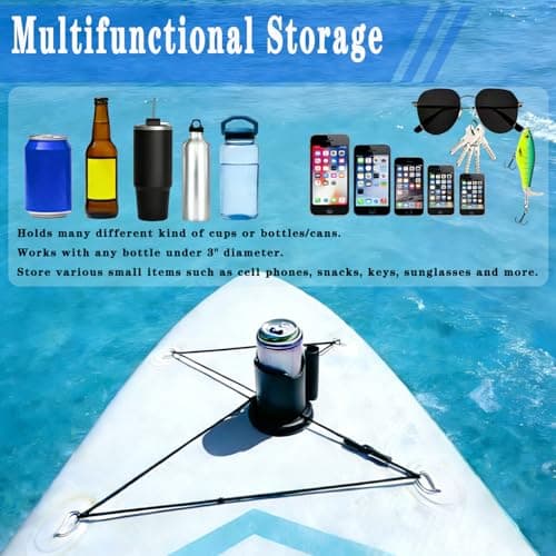 WEZKYLCG Upgraded Kayak Cup and Phone Holder, Heavy Duty Paddleboard Cup Holder, Thickened Base Stable Paddle Board Accessories for SUPs, Canoes, Surfboards, Boats(Black) - Thumbnail 4