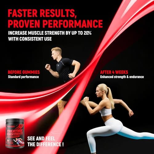 NSF Certified Creatine Gummy - Creatine Monohydrate Gummies 5g for Men & Women - Boost Focus,Strength, and Endurance, Vegan, Gluten-Free, Non-GMO, 2.5 Gram Creatine per Gummy (Strawberry 90 ct) - Thumbnail 6