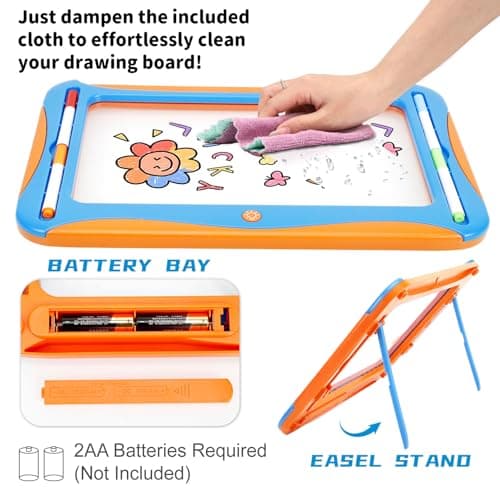 YUBALEER Magic LED Drawing Board for Kids, Toys for Boys Ages 5-7, Light Up Tracing Pad with 9 Double-Sided Cards, 6 Washable Pens, Glow Up Toys for Kids 4-6 Year Old Christmas Birthday Gifts - Thumbnail 5
