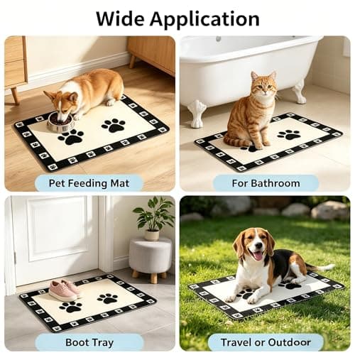 Dog Food Mats for Floors, Absorbent and Quick-Drying Cat Food Mat 24"x16" Easy Clean Pet Feeding Mat, Eating Mat for Messy Drinking Water - Thumbnail 6