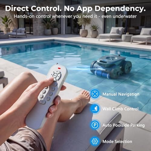 (2026 Upgrade) OKAYBOT P2 Robotic Pool Cleaner Vacuum with Remote Control and App, AI Smart Navigation Automatic Pool Cleaner for Inground Pools with Floor Wall and Waterline Cleaning - Thumbnail 4