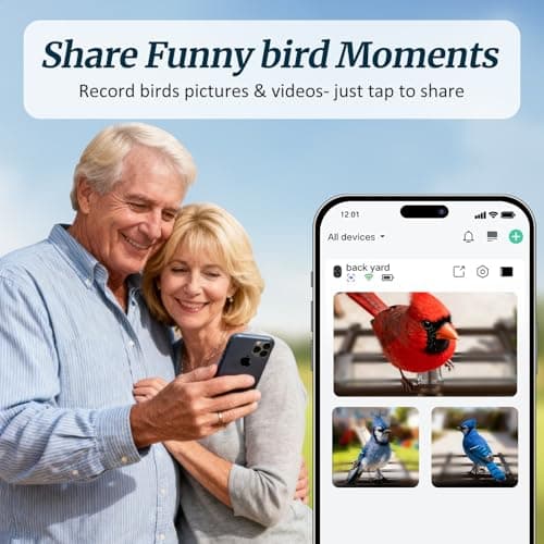 Bird Feeder with Camera, Solar Powered Smart Bird Feeder Camera Outdoor, 2K HD Live Video, Motion Detection Alerts, 2.4GHz WiFi, IP65 Waterproof, Bird Watching Gift for Backyard - Thumbnail 3