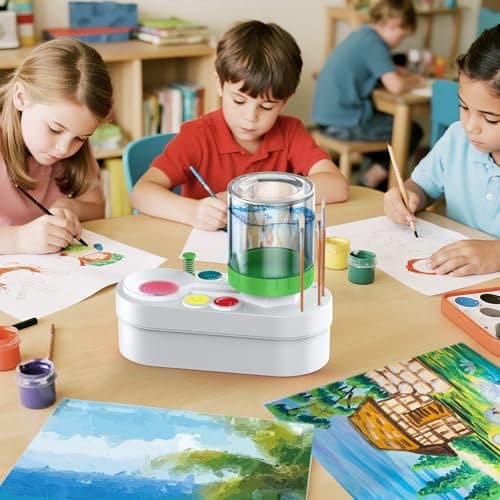 Paint Brush Cleaner: Painting Supplies for Kids, Paint Station, Paint Water Brush Rinser Cup(Running Water Circulation), Art Supplies for Kids&Adults, Birthday Gifts for Kids, Adulta - Thumbnail 3