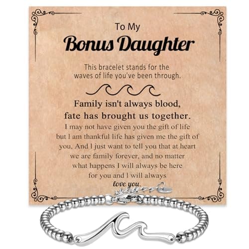 Wisedawn Bonus Daughter Gifts, Wave Bracele Birthday Easter Mother Day Christmas Gift for Stepdaughter
