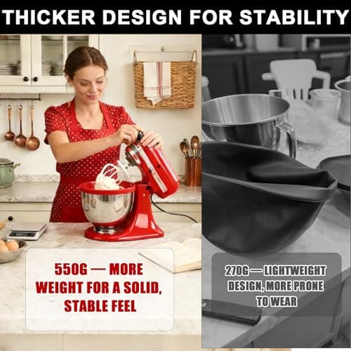 5 Qt Foldable Tilt-Head Silicone Liners for kitchenaid Stand Mixer, Silicone Bowl Liners with Lids, Kitchen Aid Accessories and Attachments for Baking and Cooking (3pcs Black+Red+White) - Thumbnail 6