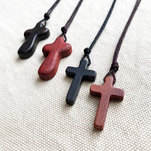 Rehoboth Sandalwood Wooden Cross Pendant Necklaces for Women Men Handcrafted Gift Wood Hang from Rearview Mirror Pendant Decoration - Thumbnail 5
