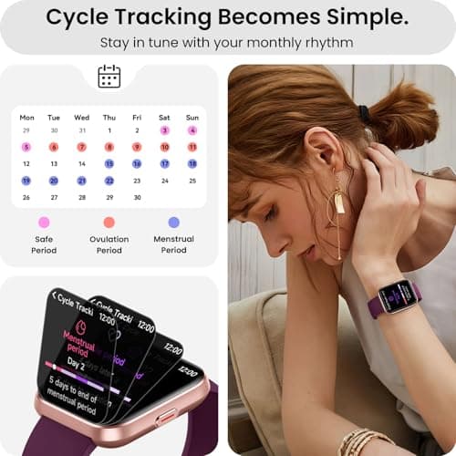 Smart Watch for Women Men, Smartwatch Compatible iPhone/Android/Samsung (Answer/Make Call, Alexa Built-in), Smart Watches with Health Monitor, Activities Track, 3ATM Waterproof Fitness Watch-Purple - Thumbnail 6
