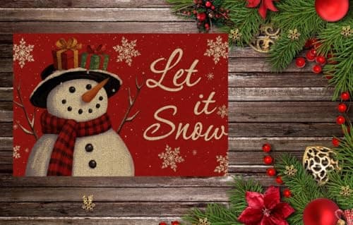 Carastora Christmas Snowman Pattern Decorative Doormat/Anti-Fatigue Mat, Let it Snow,20x31in, Suitable for Indoor and Outdoor Porch Decoration, Housewarming Non-Slip and Durable. - Thumbnail 4