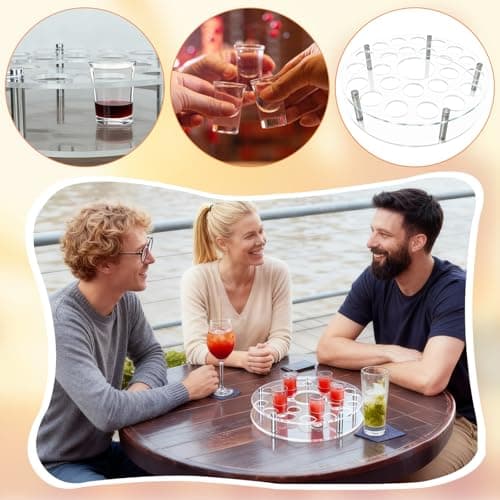 Shot Glass Tray Holder 1.5 Inch Hole Glasses Tray Convenient Serving Tray Wine Cup Organize Rack for Vodka Tequila Whiskey Liquor Gifts Party Weddings Club (25 Hole) - Thumbnail 6