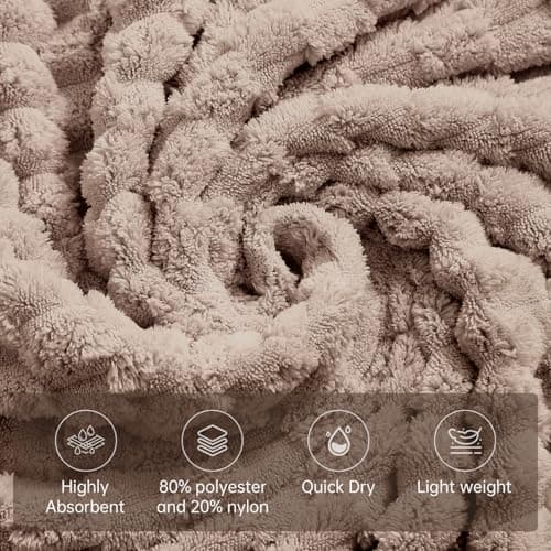 NALIVO Extra Large Bath Towel Sheet-40x80 Inches Oversized,Super Soft,Quick Dry,Microfiber Shower Towels Highly Absorbent,Plush Bathroom Towels for Adults, Premium Quality (Beige, 2PCS) - Thumbnail 4