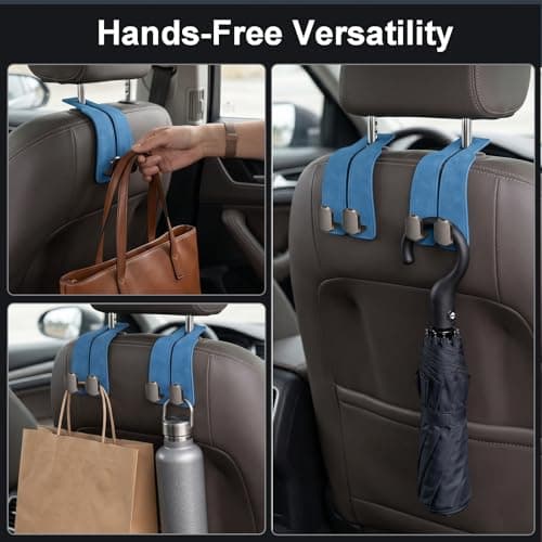 Flimjibg Car Seat Headrest Storage Hooks - 2 Pack Dual Hangers Design Organization Accessories, Car Interior Gadgets to Add Extra Holder and Hook for Purses,Bags,Coat and Handbag - Thumbnail 6
