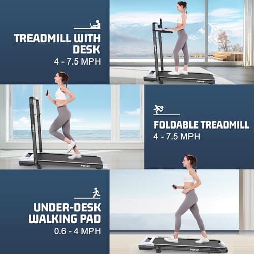 FUNMILY Upgrade Walking Pad Treadmill with 12% Incline & Handle Bar, 3.5HP Foldable Treadmills for Home Small, Under Desk Compact Walking Pad 400+lb Capacity, Shock Absorption - Thumbnail 6