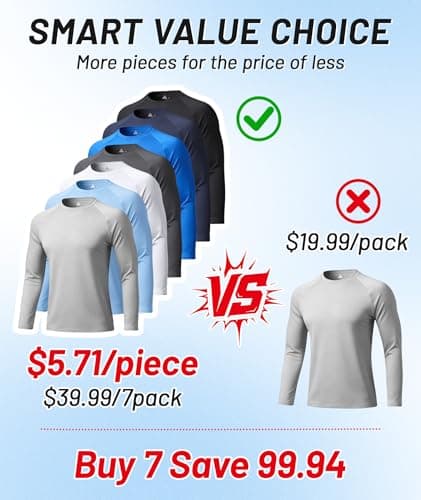 Sun Shirts for Men UPF 50+ Sun Protection Fast Dry Rash Guard Long Sleeve Shirts for Mens Workout T-Shirt Swimming Tee Cooling Water Shirt for Men - Thumbnail 3