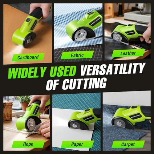 Cordless Electric Scissors, 4V Rechargeable Cardboard Cutter with Safety Lock, LED Light, 2 Blades, Electric Box Cutter for Cardboard, Fabric, Plastic, Leather, Cloth, DIY Crafts, Package Opening - Thumbnail 6