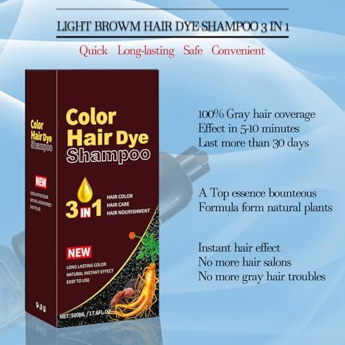 Instant Coffee Hair Dye Shampoo 3 in 1, Light Brown - Thumbnail 2