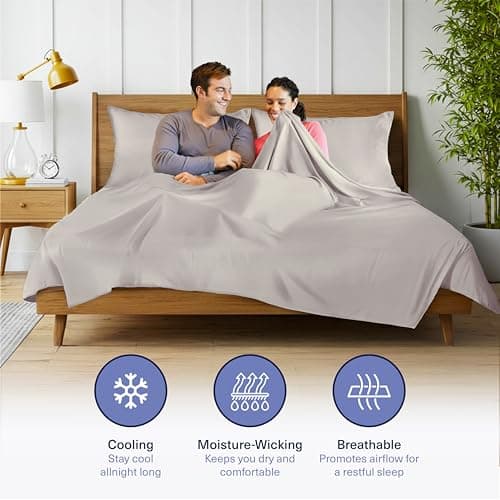 Kickoff Viscose Bamboo Sheets California King Size 4-pc 100% Organic Bamboo Viscose Bed Cooling Sheets Cal King Set Cool Bedding for hot Sleepers Sheet Set - Gift Ready Packaging (Light Grey, CK) - Thumbnail 4