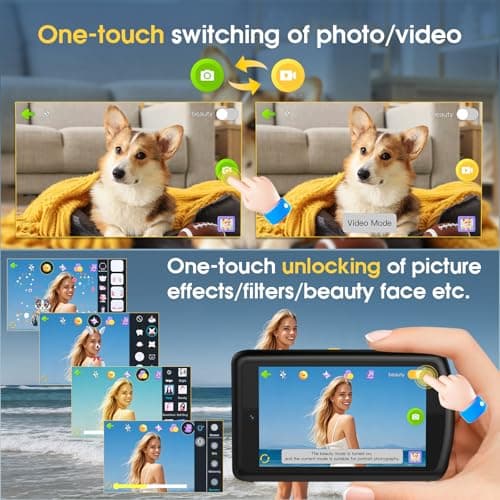 AI Digital Camera, Autofocus AI Camera Front and Rear Compact Digital Cameras for Photography with WiFi,Object Recognition, 3.6'' Touch Screen,Smart Digital Camera for Kids Boys Girls (Black) - Thumbnail 4