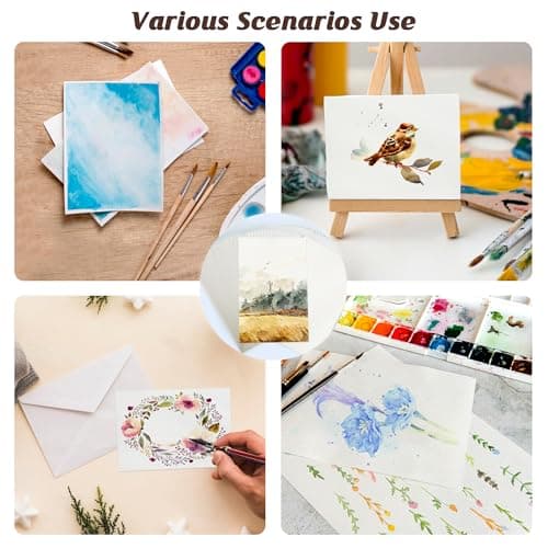 XWT 60 Sheets Watercolor Paper Bulk, 5x7in 110lb/230gsm, Cold Pressed Acid Free Natural White Textured Water Color Painting Art Supplies, Drawing Gift for Professional Adult Artists - Thumbnail 6