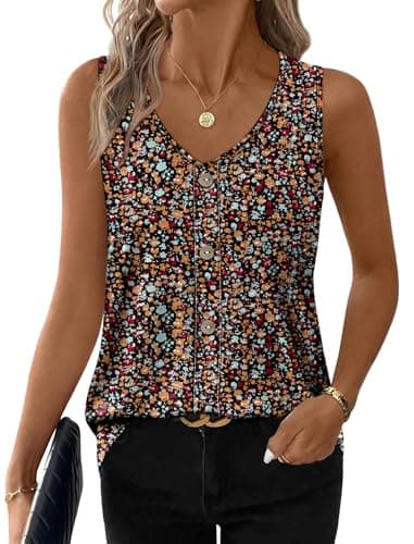 WIHOLL Women's Clothes Spring Fashion Boho Tops Beach Tank Tops Vacation Summer Outfits Cruise Resort Wear Cute Multicolor XL - Thumbnail 2