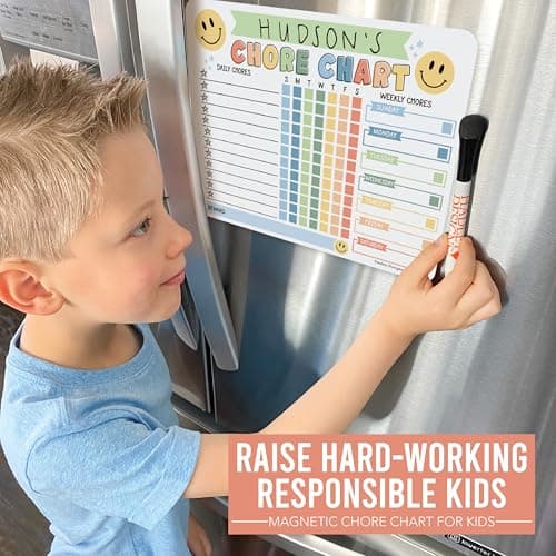 Hadley Designs Magnetic Chore Chart for Kids – Reward Chart for Kids, Dry Erase Responsibility Board for Children at Home, Fridge Behavior Tracker for Daily & Weekly Tasks, Green Toddler Chore Board - Thumbnail 2