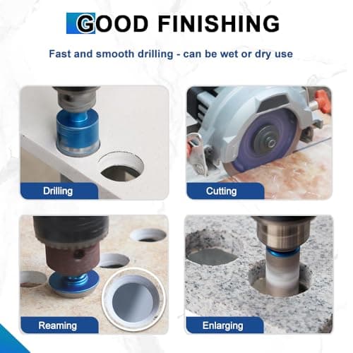 BRSCHNITT Diamond Tile Hole Saw Kit with Pilot Bit - (6-65mm) Dry Diamond Core Drill Bit Triangle Shank&Tile Blade for Porcelain Tile Ceramic Stone Granite Marble - Thumbnail 3