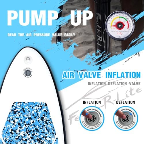 FEATH-R-LITE Inflatable Stand Up Paddle Board 10'x30''x6'' Ultra-Light (16.7lbs) SUP with Paddleboard Accessories,Three Fins,Adjustable Paddle, Pump,Backpack, Leash - Thumbnail 3