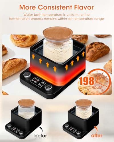 MYMULIKE Sourdough Starter Warmer - Water Bath Warming with Timer and Precise 1°F Control (70-104°F), Even Heating, Improve Fermentation Success Rate, Ideal for Yeast Cultivation & Home Baking - Thumbnail 3