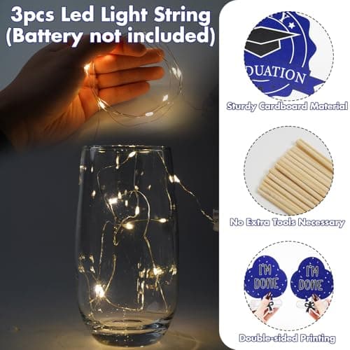 Graduation Decorations 2026 Graduation Party Decorations 32Pcs Blue Graduation Table Centerpiece Sticks with String Lights for College High School Congrats Grad Party Decor Supplies Favors Photo Props - Thumbnail 4