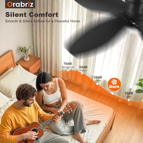 Orabriz 35 Inch Small Ceiling Fan with Remote Control and Dimmable LED Lights, DC Reversible 6-Speed Low Profile Fan Light, Modern Flush Mount Fans for Bedroom Living Room Indoor/Outdoor, Black - Thumbnail 6
