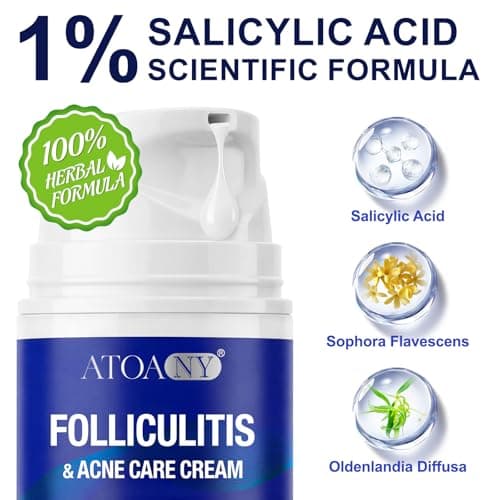 Acne Treatment for Face, Folliculitis Cream with 1% Salicylic Acid for Cystic – Multi-Purpose Gentle Herbal Formula for Scalp, Face & Body – Soothes Redness, Helps Prevent New Pimples, Fast Acting - Thumbnail 3