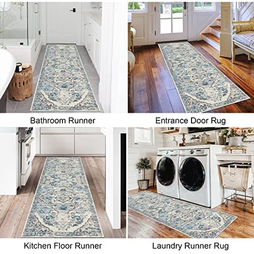 HEBE Hallway Runner Rug 2'x6' Washable Vintage Distressed Area Rugs Non Slip Laundry Rug Runner Boho Floor Carpet Runners for Hallways Entryway Laundry Room Kitchen Bathroom - Thumbnail 6