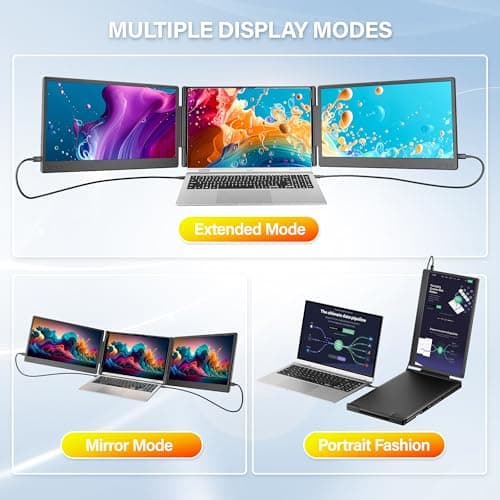 kasorey New Upgraded Laptop Screen Extender Portable Monitor, 1080P FHD IPS Screen, Monitor Extender for Laptop, Fit for 13-17" Laptops, Plug & Play Compatiable with Windows/Mac/Android/Switch - Thumbnail 6