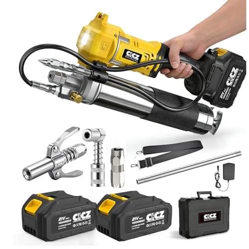 CICZ Cordless Grease Gun with Battery 2 * 4.0Ah, 10000PSI Max Electric Grease Gun Works with Bulk & Cartridge Grease for Tractor, Truck, Construction, 39" Hose & 4 Couplers - Image 1