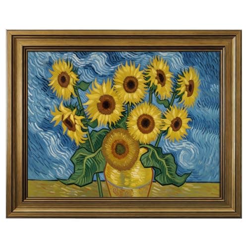 HISPACE Vintage Gold Framed Wall Art for Living Room,8x10 Inch Sunflower Wall Art Canvas Print for Living Room Bedroom Decor,Unique Gift for Friends and Family - Image 1