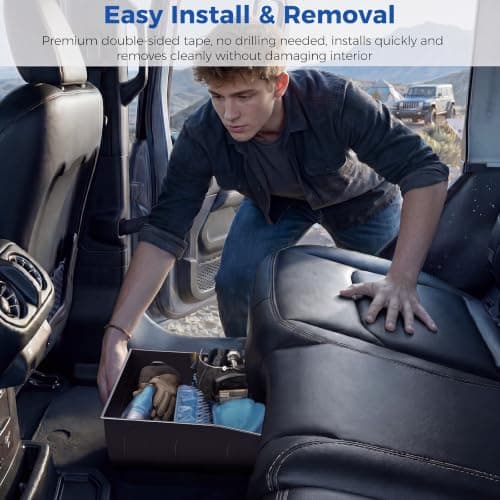 DIAMOOKY Rear Under Seat Storage for Jeep Wrangler JL JLU 2018 2019 2020 2021 2022 2023 2024 2025 2026 4-Door Accessories, Under Back Seat Organizer Tool Box (Not for 2-Door, 4xe & Gladiator JT) - Thumbnail 6