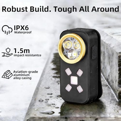 FOSFIS Rechargeable EDC Flashlight, Mini LED Flashights, 500 Lumens Portable Clip EDC Light, Pocket Flashlights, Magnetic Small Keychain Flashlight for Signaling, Camping, Emergency (Black) - Thumbnail 5