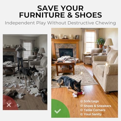 Kseroo Tough Dog Toys for Aggressive Chewers: Beef Flavored Hard Nylon Bones, Dog Chew Toys for Medium Large Breed Dogs (20-90 lbs), Red - Thumbnail 6