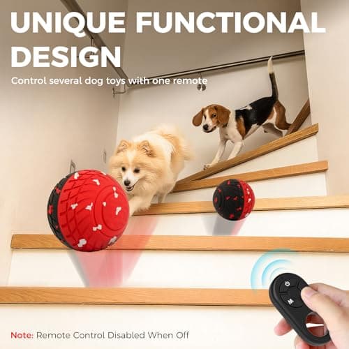 Diman Interactive Dog Ball Toys with Remote Control, E-TPU Matrial, Bouncing Dog Ball, Moving Dog Toys to Keep Them Busy(3.2 Inch, Red Black) - Thumbnail 6