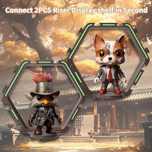 YODAR 9 PCS Riser Display Shelf for Funko POP Figures, Floating Shelves Display Stands for Funko POP Organizer, Glowing at night - Thumbnail 3