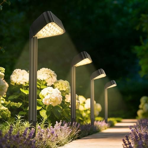 Solar Pathway Lights Outdoor, 8 Pack, 15 LED Brighter Solar Path Lights Waterproof with Upgraded Solar Panel, Up to 12Hrs Modern Landscape Lights for Backyard Garden Walkway Driveway Patio Lawn Decor - Image 1