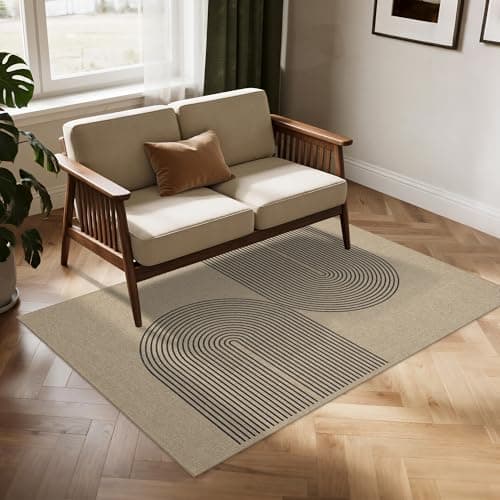 Arvenchy Easy Jute Rug 4x6: Indoor Outdoor Natural Boho Area Rugs for Living Room Patio Washable - Farmhouse Neutral Contemporary Carpet Mat for Entryway Bedroom Kitchen Backyard Sunroom Non Slip - Thumbnail 5