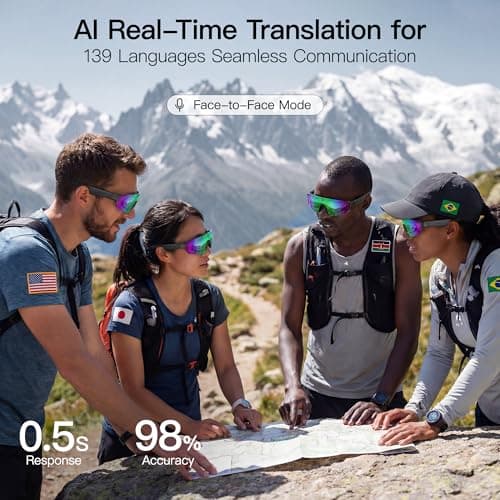 Sport AI Smart Glasses with Camera and EIS Stabilization, Bluetooth 8MP HD Camera 1200P Video Recording, AI Voice Assistant Photo Recognition, Real-Time Translation, Polarized Lenses Sunglasses - Thumbnail 6