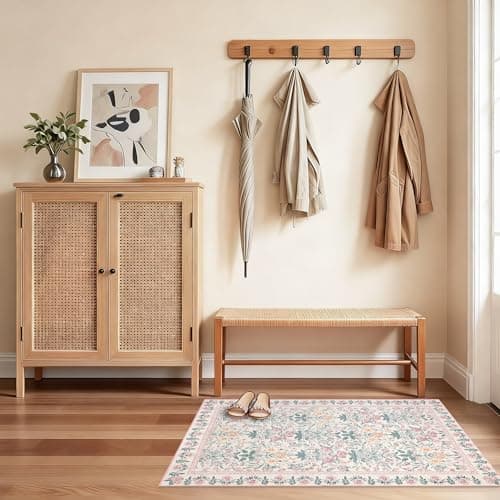 Arvenchy Floral Pink Area Rug: 2x3 Boho Flower Washable Colorful Small Carpet for Entryway Front Door Mat Entrance Bedroom Kitchen Bathroom - Stain Resistant Non-Slip Ultra-Thin - Thumbnail 2