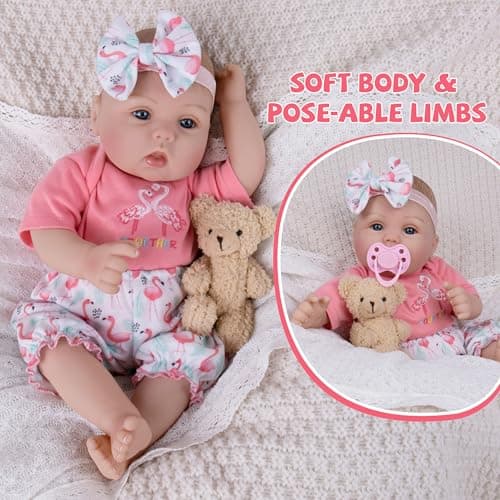 Milidool Realistic Reborn Baby Dolls Girl - Realistic Baby Dolls Girl Real Looking 18 inch Doll with Soft Poseable Body, Lifelike Newborn Baby Doll, Kids Gift for 3+ Years Old - Thumbnail 3